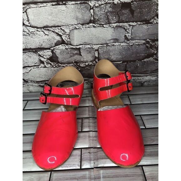 Hot Pink Patent Leather Handmade Ankle Strap Clogs Shoes Women Sz 38EU/7.5M US - Picture 5 of 16